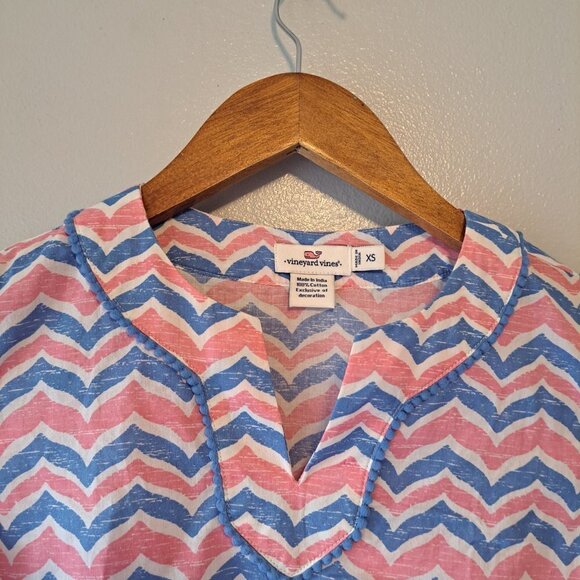 Vineyard Vines Girls Whale Tail Chevron Tunic Swim Cover Up Blouse Sz XSmall - Picture 3 of 11